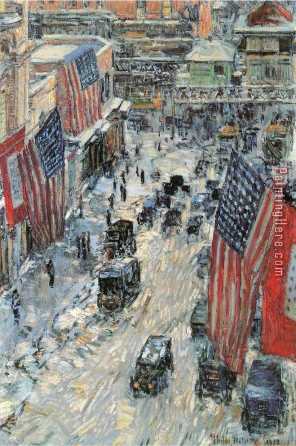 childe hassam Flags on Fifth Avenue Winter 1918